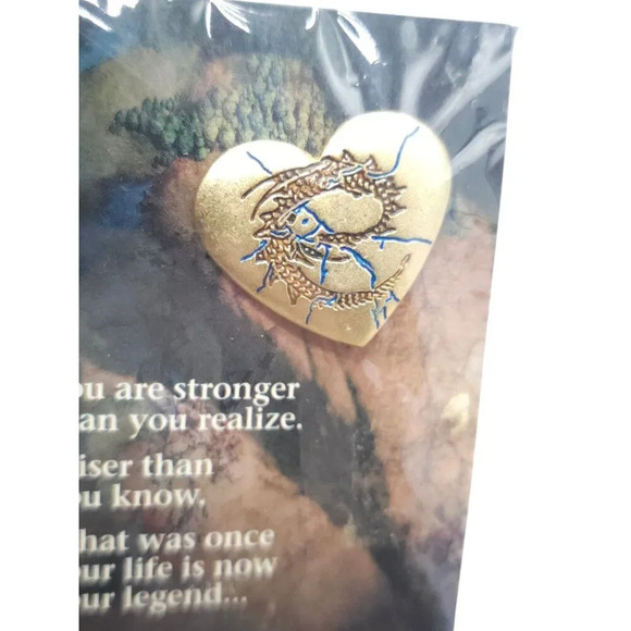 Valentine's Eragon Heart-Shaped Dragon Brooch Pin Gold Tone Vintage - Picture 2 of 5